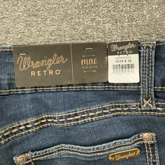 Wrangler Retro Mae Mid Rise Boot Cut Jeans Blue Stretch Denim Womens 13x32 Rodeo - Picture 7 of 11